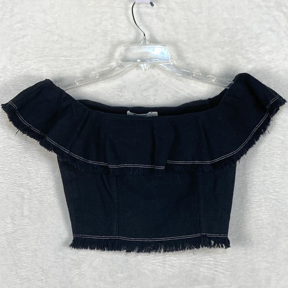 Alexander Wang Top Women 4 Black Crop Ruffle Fringe Baddie Summer Beach Clubwear